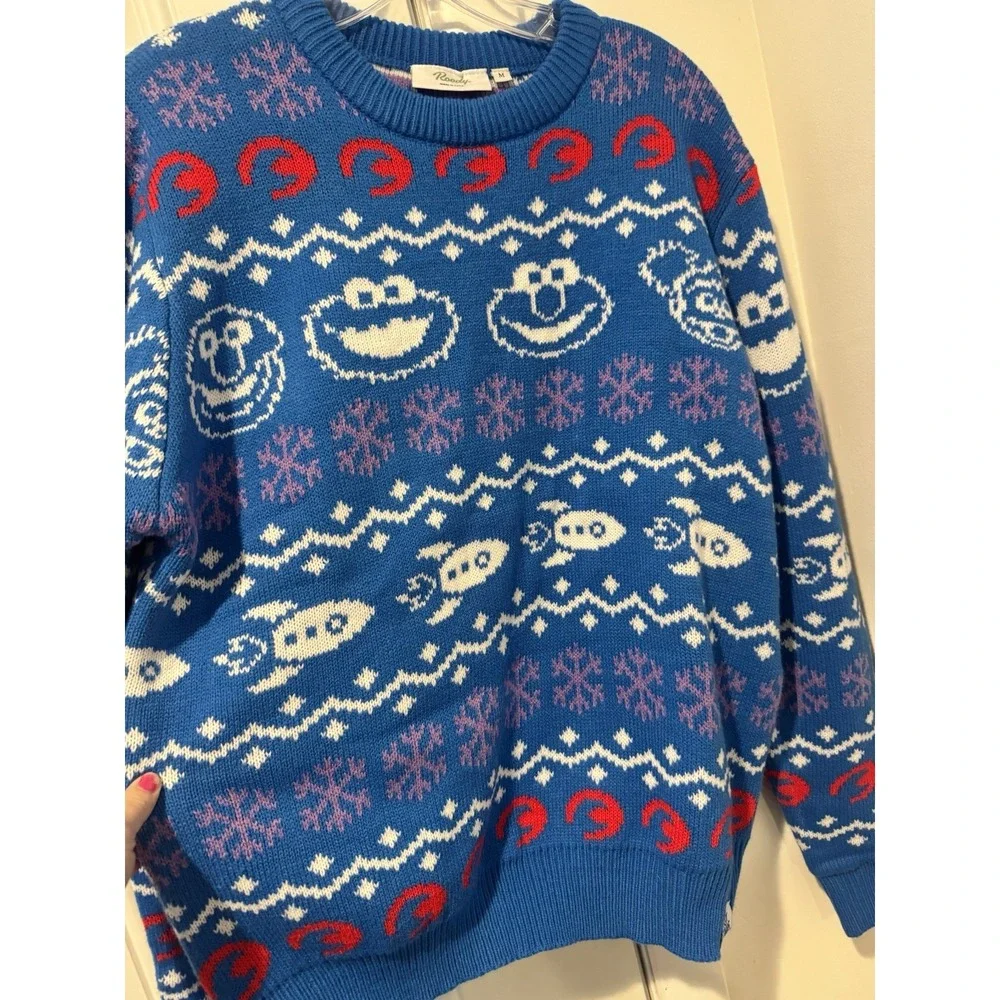 Roody Elmo Mark Rober Merry Giftmas Netflix Promo Sweater Adult M Sesame Street